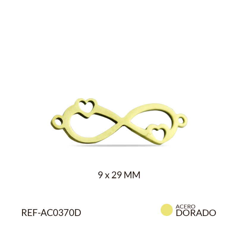CENTRO DE PULSERA ACERO INFINITO DOS CORAZONES / x und / REF-AC0370D