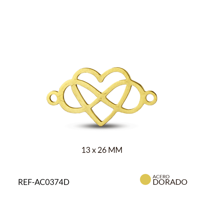 CENTRO PULSERA ACERO CORAZON INFINITO 13 X 26 MM /  x und / REF-AC0374D