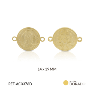 Centro pulsera acero V guadalupe 14x19mm x und