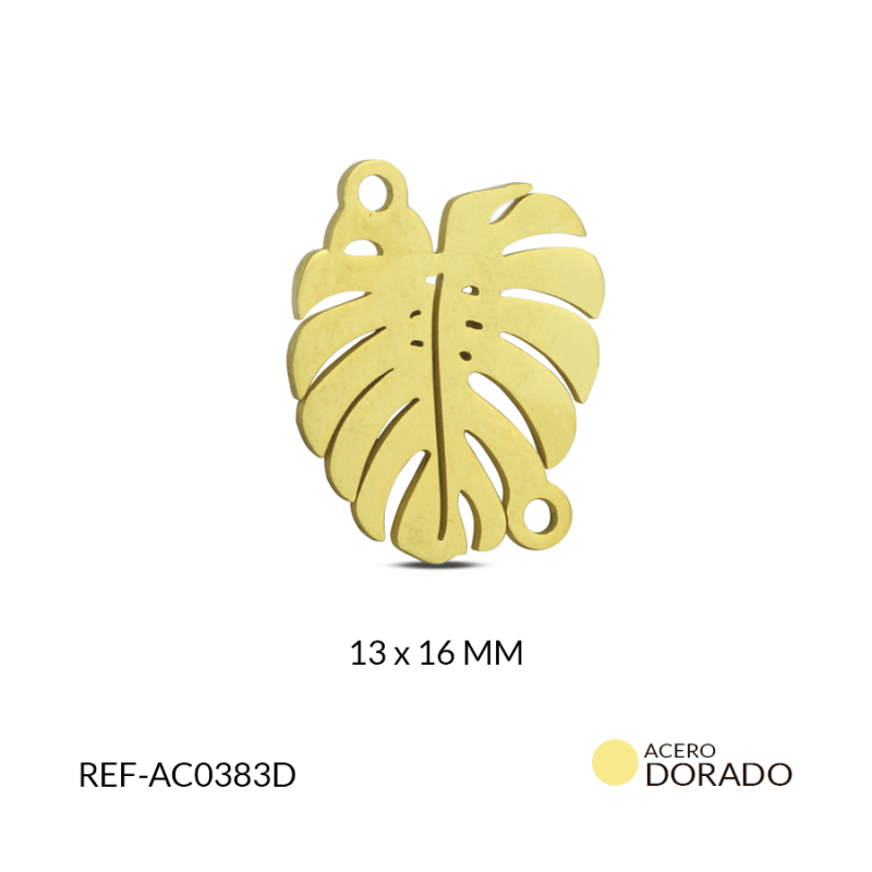 Centro pulsera acero hoja calada 13x16 mm / x unidad / Ref-AC0383D