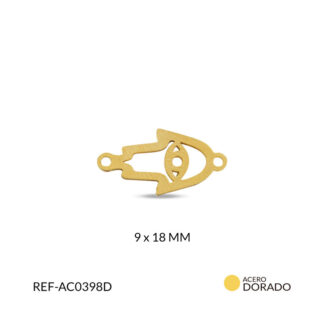 Centro pulsera acero ojo mano hamsa 9x18mm x und