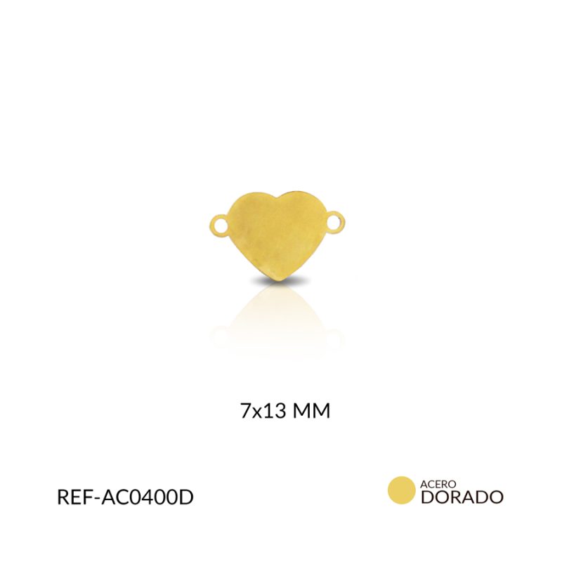Centro pulsera acero corazon liso 7 x 13 mm x und / Ref-AC0400D