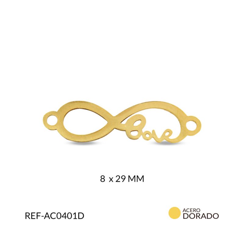 Centro pulsera acero infinito love 8x29 mm / x unidad / Ref-AC0401D