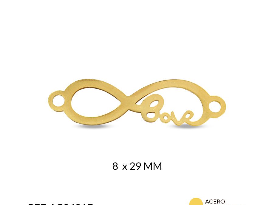 Centro pulsera acero infinito love 8×29 mm / x unidad / Ref-AC0401D