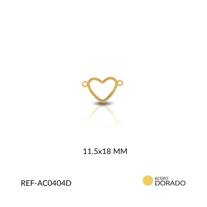 Centro pulsera acero corazon silueta 11.5 x 18 mm x und / Ref-AC0404D