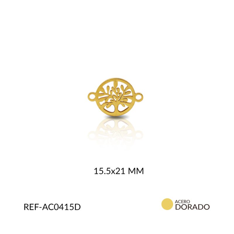 CENTRO PULSERA ACERO ARBOL DE LA VIDA 15.5X21 MM / x UND / Ref-AC0415D
