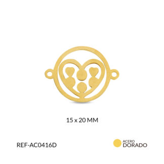 Centro Pulsera Acero Silueta Corazón 15x20mm x Und