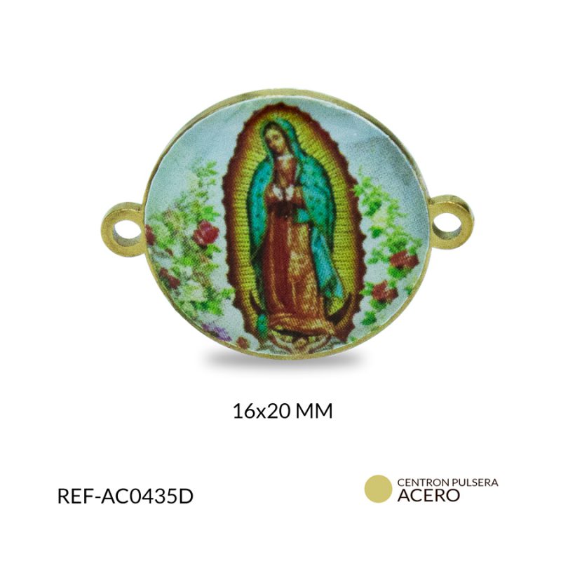 Centro pulsera acero virgen de guadalupe en resina x unid