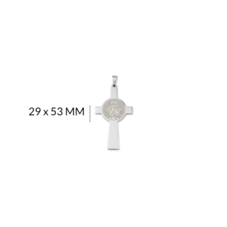 Dije cruz acero V milagrosa grabada 29x53mm x und