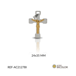 Cruz acero cristo bicolor 24x35mm x und