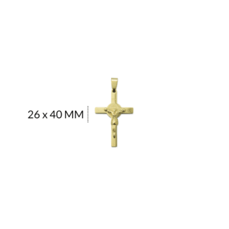 Dije cruz acero cristo+san benito 26 x40mm x und