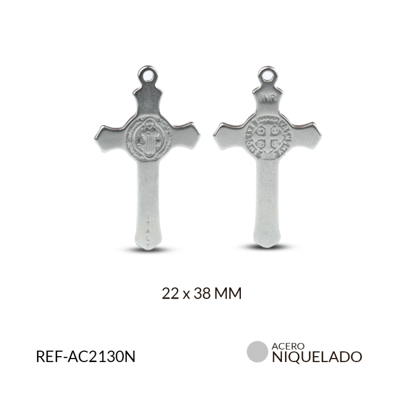 Cruz acero san benito fundida 22x38mm / x unidad / Ref-AC2130N / Ref-AC2130N
