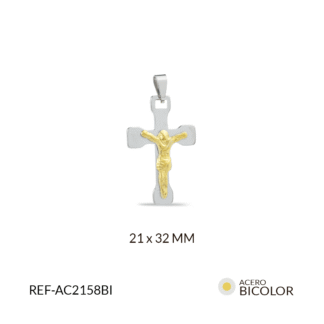 Dije cruz acero cristo relieve 21x32mm x und
