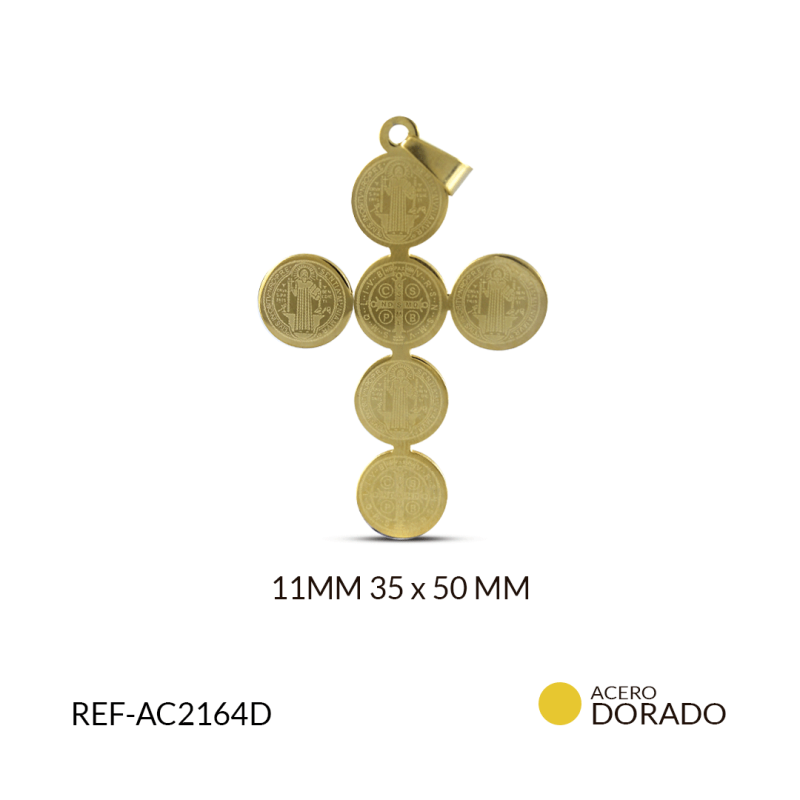 Cruz acero circulo san benito 11 mm 35 x 50mm / x unidad / Ref-AC2164D