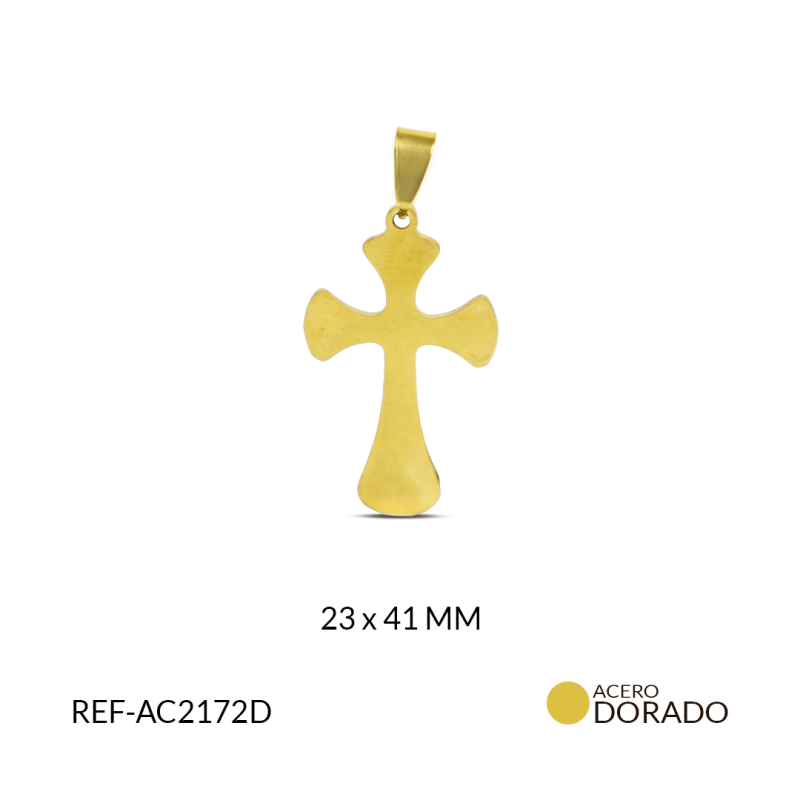 Cruz acero dorado lisa 23 x 41 mm / x unidad / Ref-AC2172D 