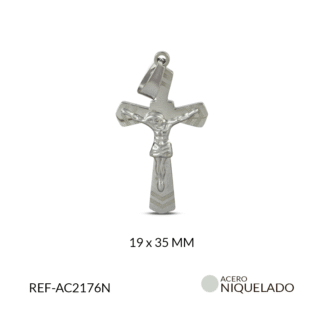 Dije cruz acero relieve cristo 19x35mm x und