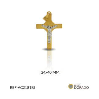 Cruz acero bicolor cristo 24x40mm x und