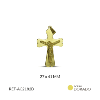 Dije cruz Acero cristo relieve 27x41mm x Und