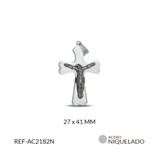 Dije cruz acero relieve cristo 27x41mm x und