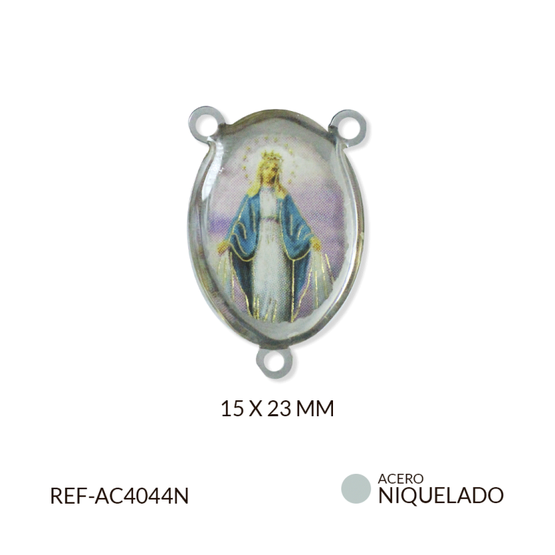 Crucero acero Virgen Milagros con resina 15 x 23 mm / x unidad / REF-AC4044N