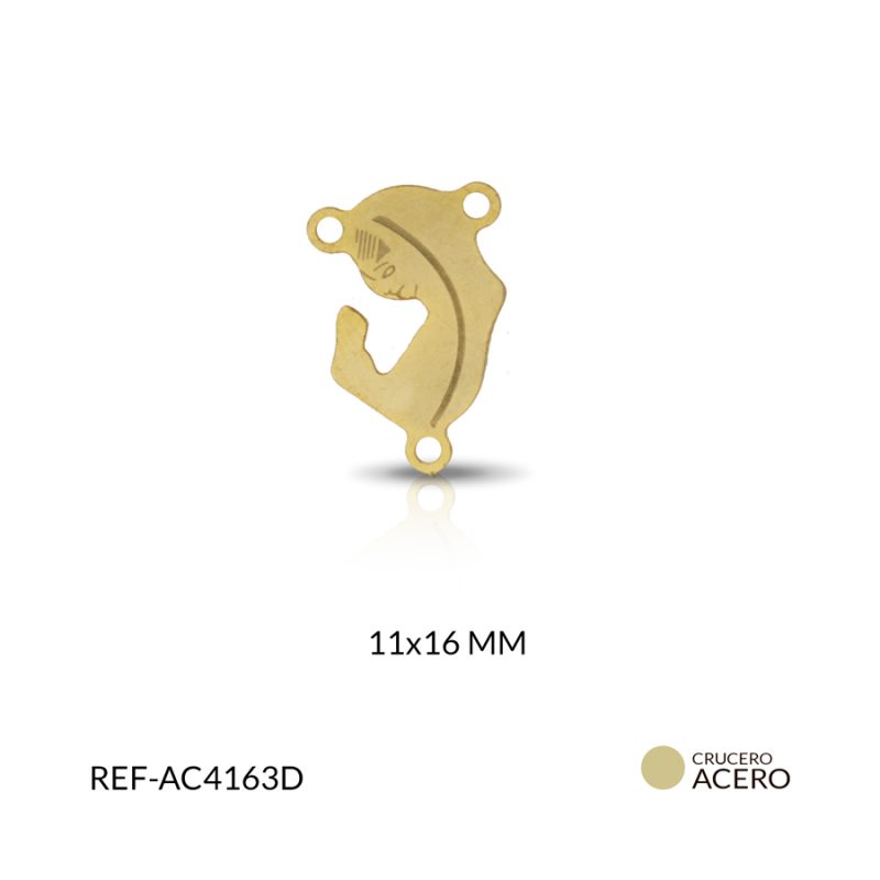 Crucero acero rostro virgen mística color dorado 16 x11mm / x unidad / Ref-AC4163D