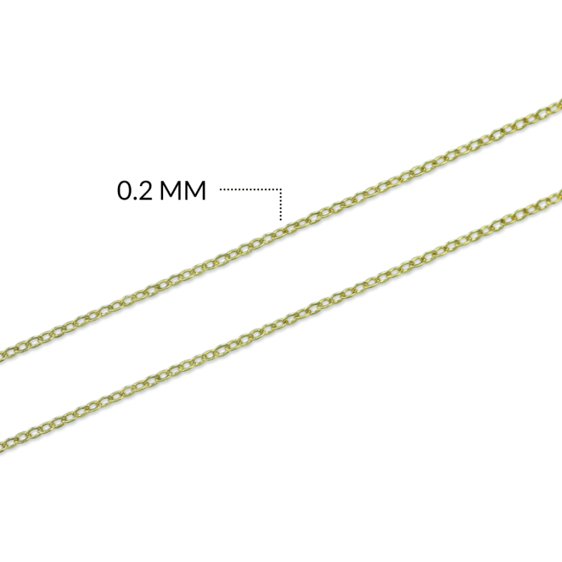 Cadena acero punto diamante 0.2 mm color dorado / x metro / REF-AC6090D
