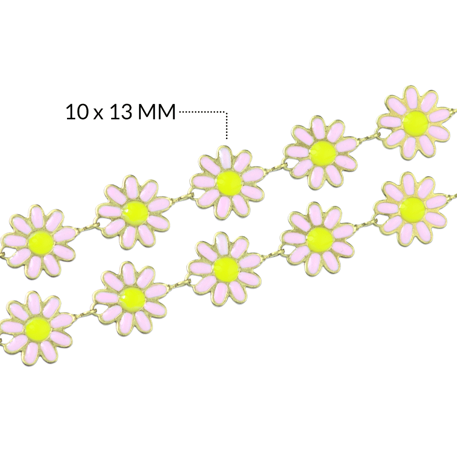 CADENA ACERO MARGARITA RESINA ROSADA 10 X 13 MM / X 50 cm / REF-AC6102D / REF-AC6102D