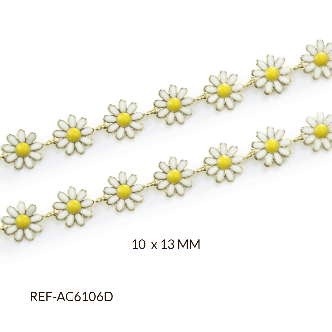 CADENA ACERO MARGARITA RESINA BLANCO / x 50 cm / REF-AC6106D