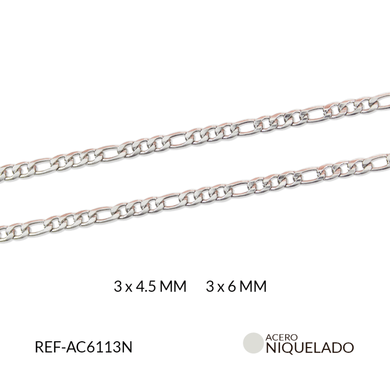 CADENA  ACERO NIQUELADA TEJIDO CARTIER/ x METRO/3x4.5mm / REF-AC6113N