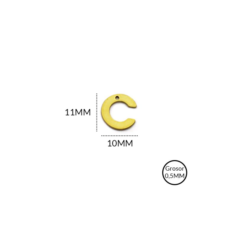 DIJE EN ACERO LETRA C / tamaño 11 X 10mm / X UNIDAD / REF-AD0125D / REF-AD0125D