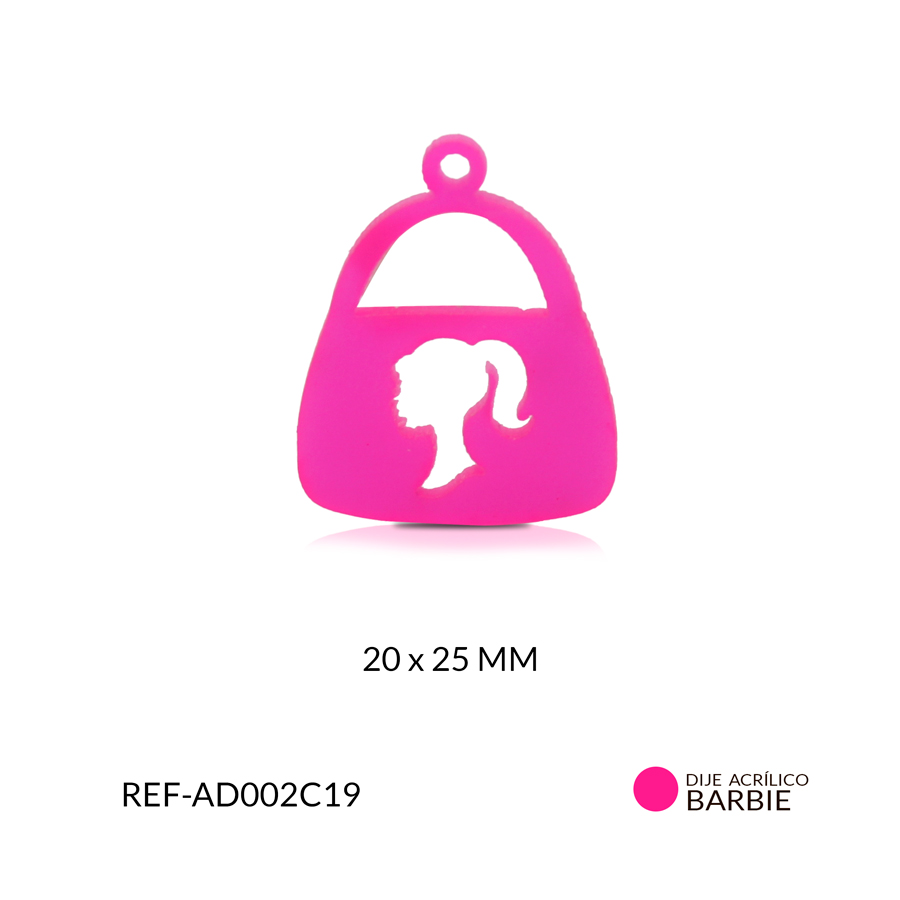 Dije acrilico cartera barbie 20 x 25 mm color fucsia / x und / Ref-AD002C19