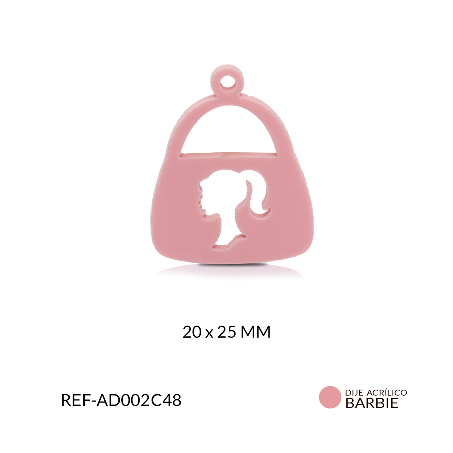 Dije acrilico cartera barbie 20 x 25 mm color rosado / x und / Ref-AD002C48