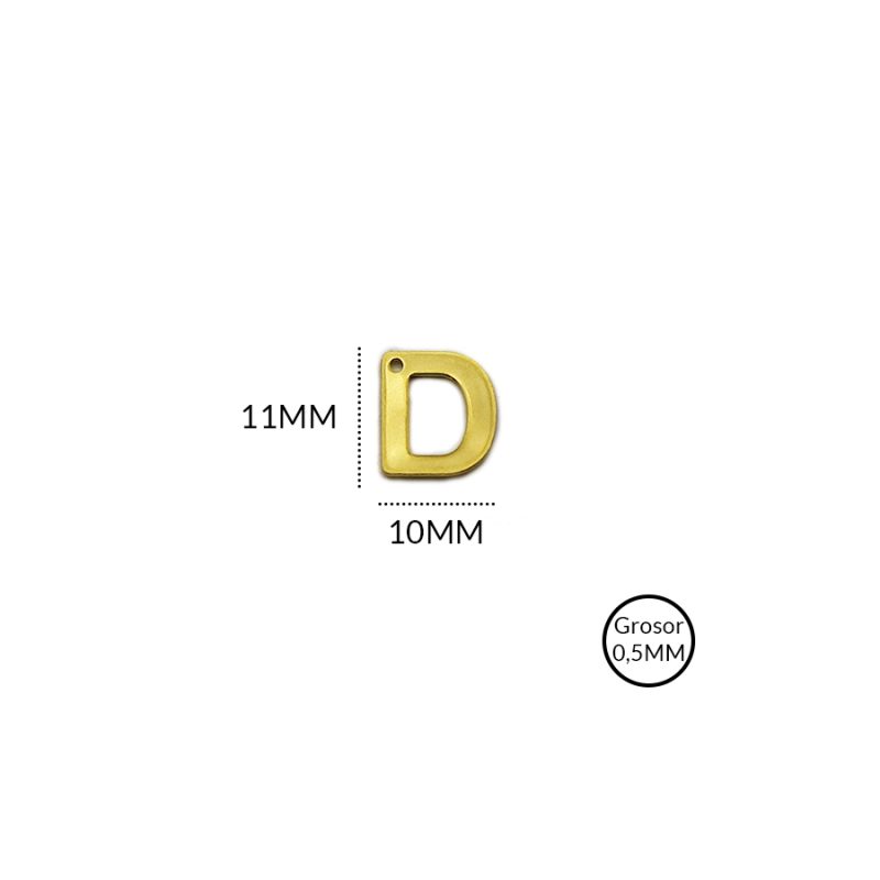 DIJE EN ACERO LETRA D / tamaño 11 X 6mm / X UNIDAD / REF-AD0118D / REF-AD0118D