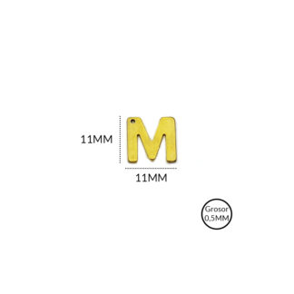 Dije acero letra M 11mm x und