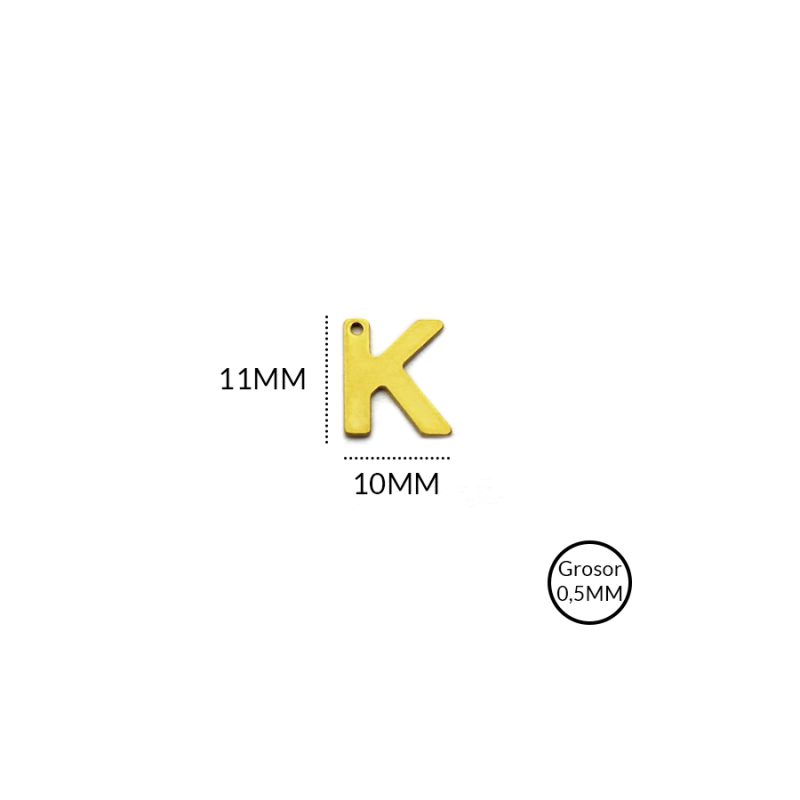 DIJE EN ACERO LETRA K / tamaño 11 X 9mm / X UNIDAD / REF-AD0121D / REF-AD0121D