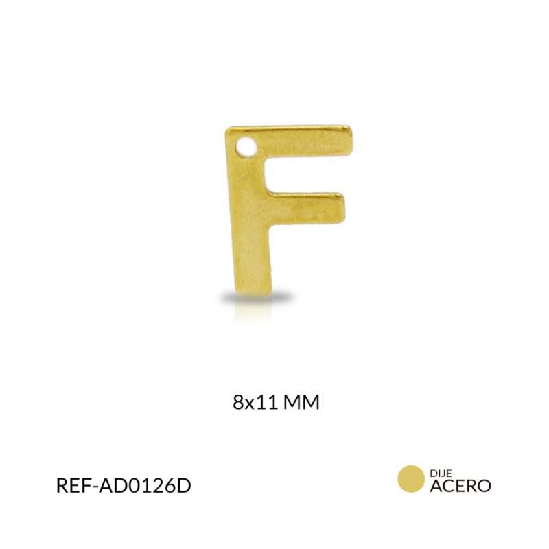 Dije acero letra F 9 x 11 mm / x unidad / AD0126D