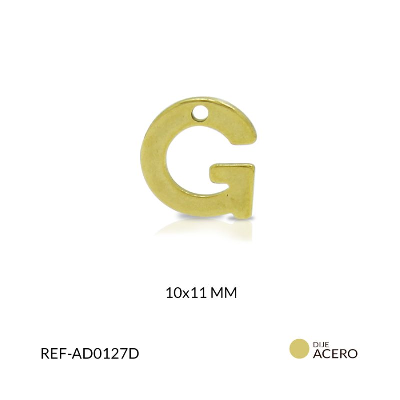 Dije acero letra G 9 x 11 mm / x unidad / AD0127D