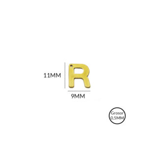 Dije acero Letra R 11x6mm x und
