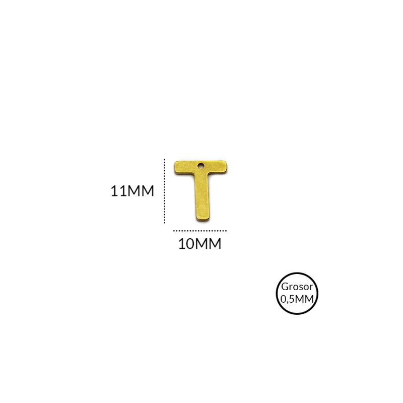 Dije acero letra T / 9x11mm / x unidad / Ref-AD0131D / REF-AD0131D