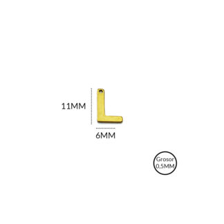 Dije acero letra L 11x6mm x unid