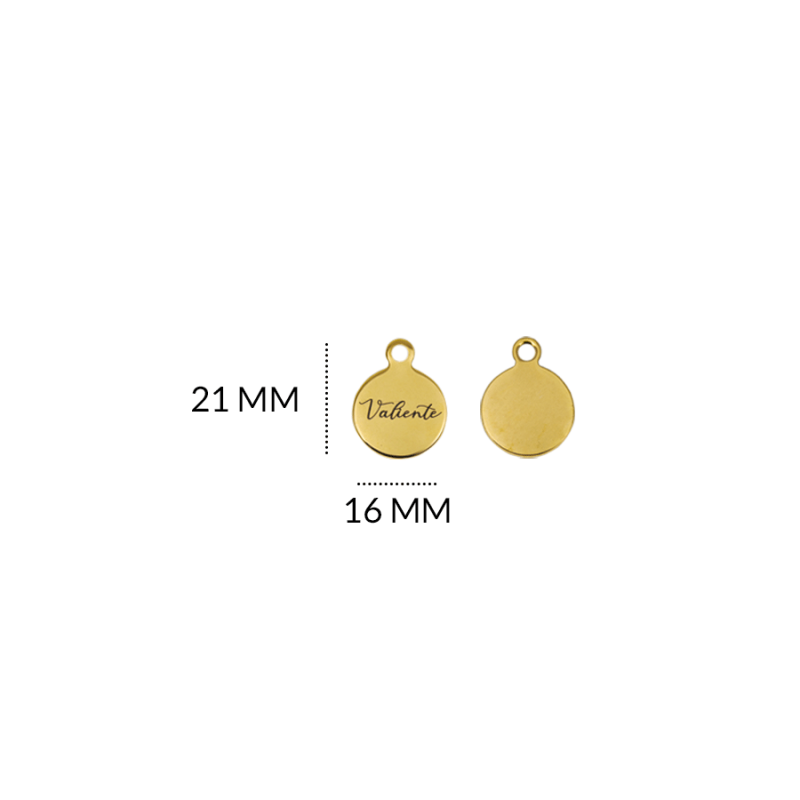 DIJE EN ACERO VALIENTE 21 X 16MM / color dorado / x unidad / REF-AD0187D / REF-AD0187D
