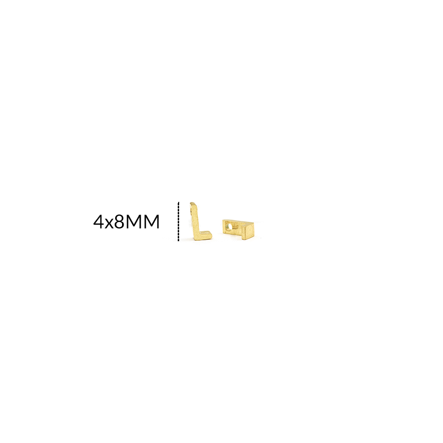 DIJE EN ACERO letra L / 4 X 8MM / color dorado / por unidad / REF-AD0203D / REF-AD0203D