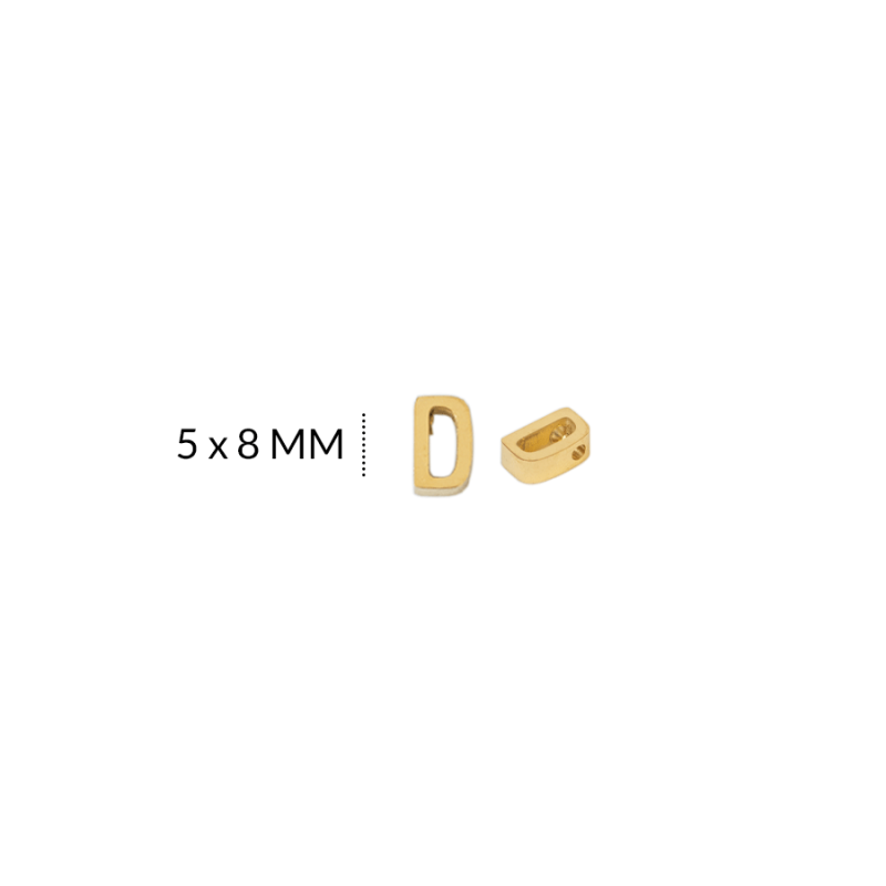 DIJE EN ACERO LETRA D  5 X 8 MM / color dorado / X UNIDAD / REF-AD0204D / REF-AD0204D