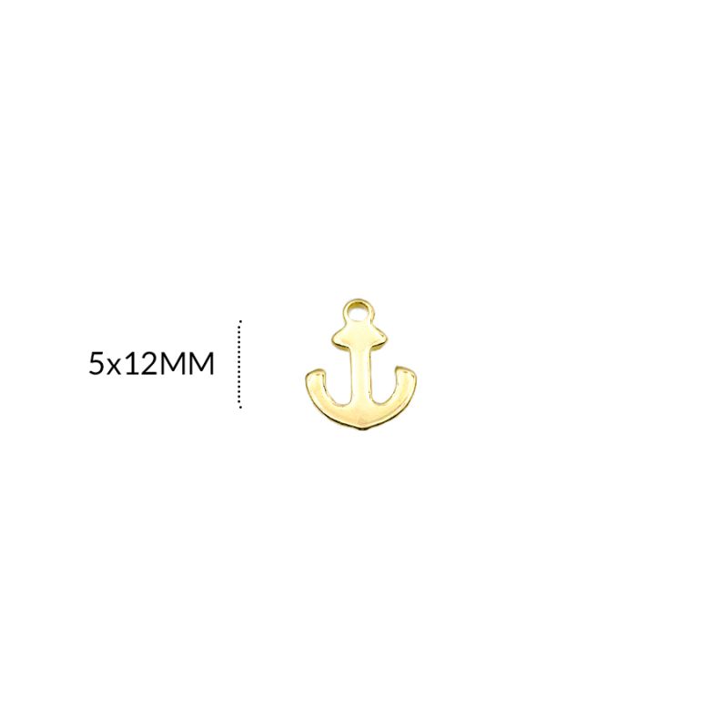 DIJE EN ACERO ANCLA 9 X 12MM / color dorado / paquete por 5 unidades / REF-AD0215D / REF-AD0215D