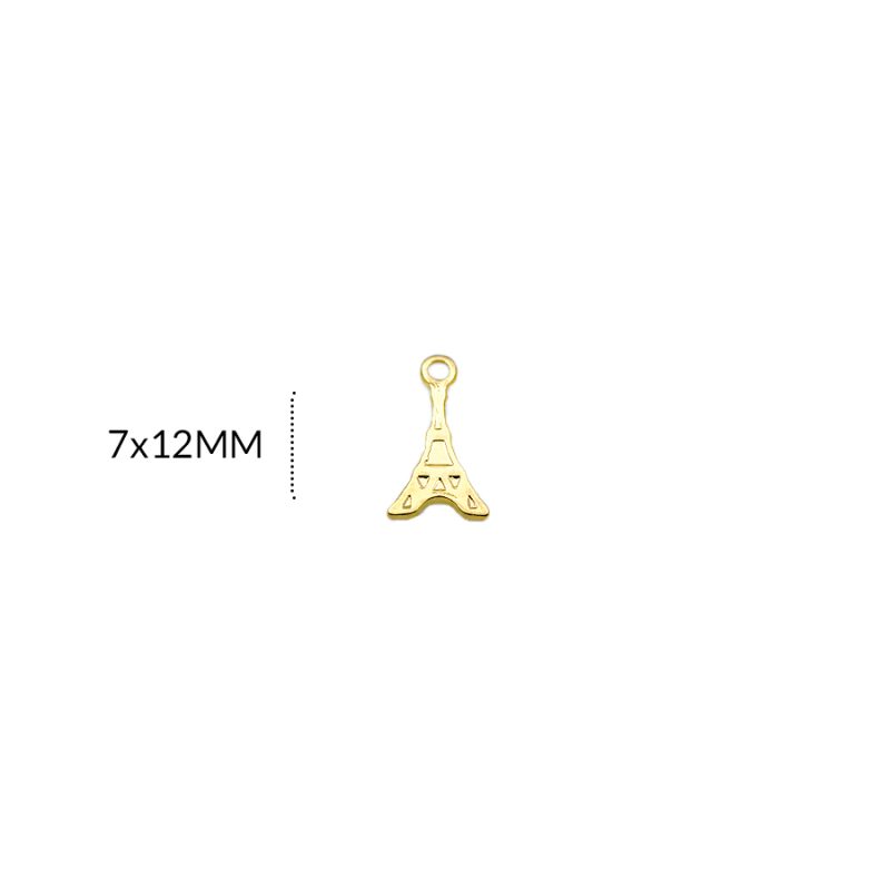 DIJE EN ACERO TORRE EIFEEL 7 X 12MM / color dorado / paquete por 5 unidades / REF-AD0220D / REF-AD0220D