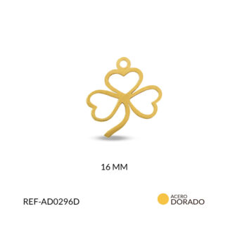 Dije Acero Silueta Trébol Corazones 16mm x und