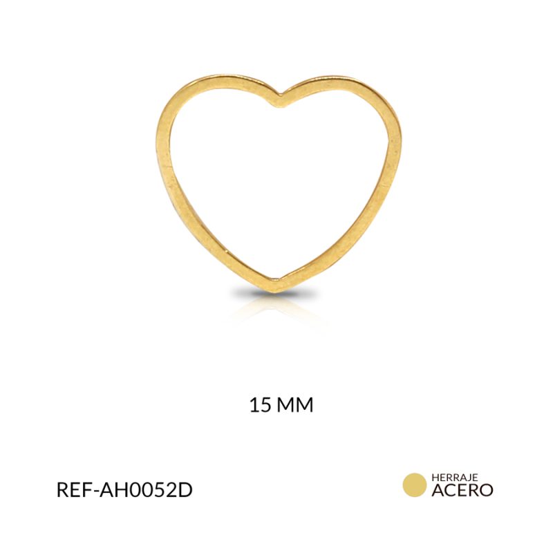 Herraje en acero figura corazón 15 mm color dorado / x und / Ref-AH0052D
