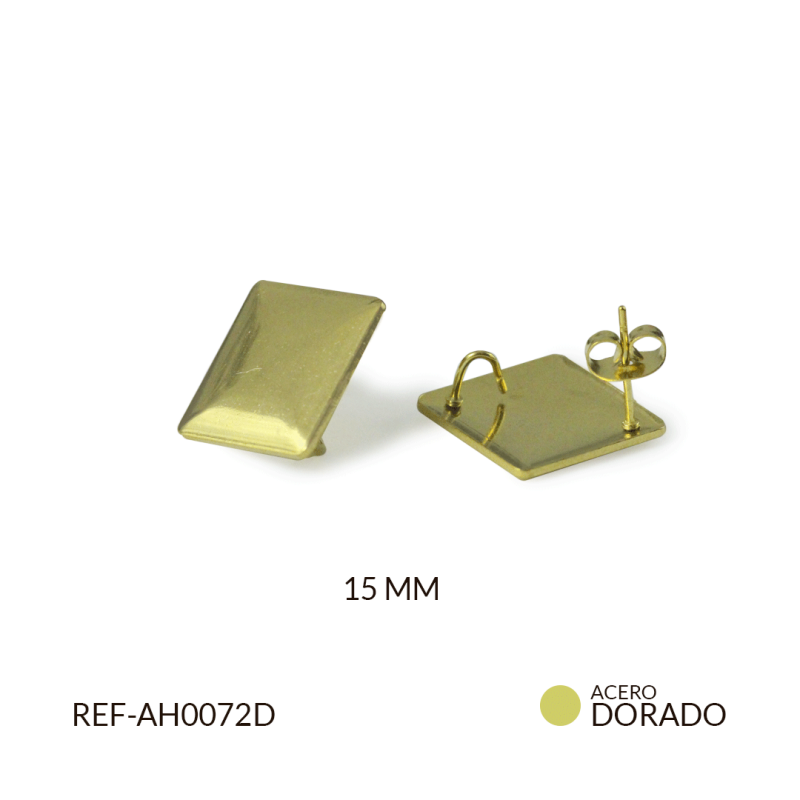 Herraje acero para arete cuadro 15mm x par