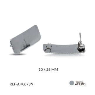 Herraje acero para arete rectangulo liso 10X26MM / x par / Ref-AH0073N