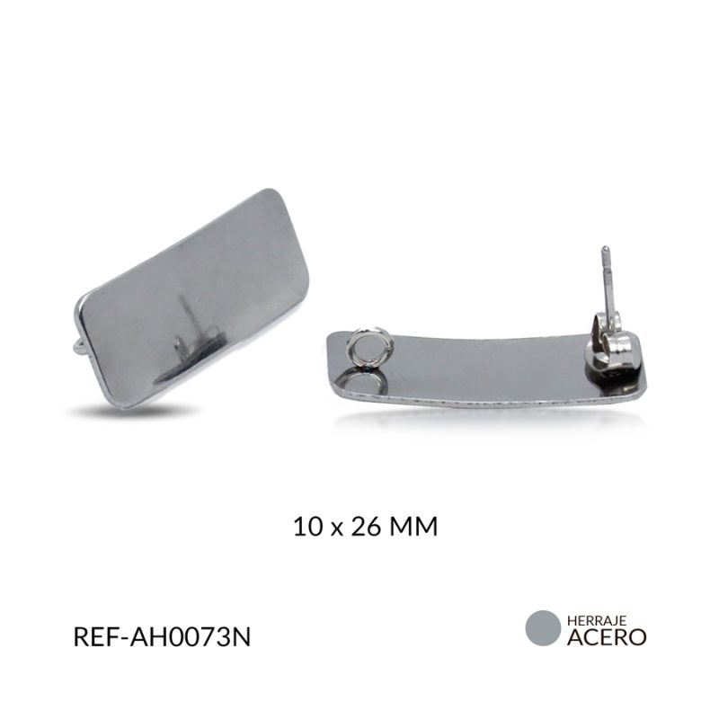 Herraje acero para arete rectangulo liso 10X26MM / x par / Ref-AH0073N